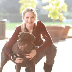 Founder Rikke with the dog that started it all